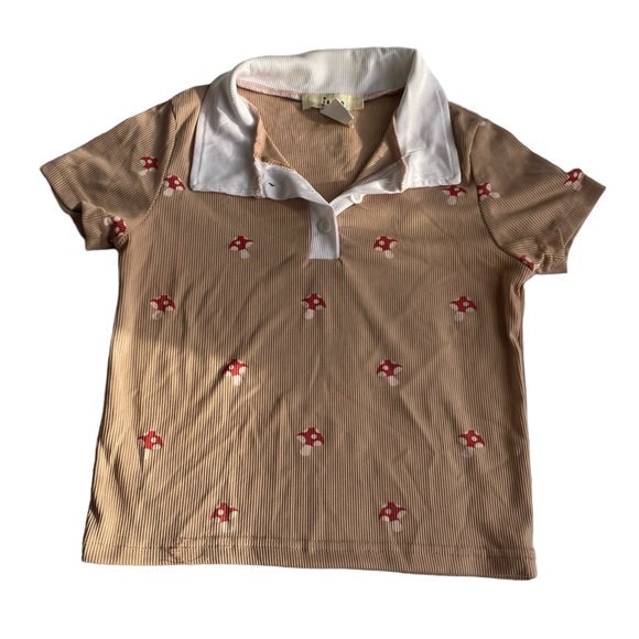 Beige Mushroom Crop Top - Picture 1 of 2